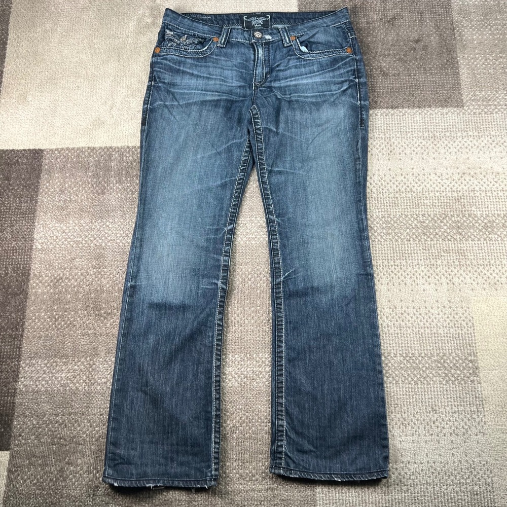 Big‎ Star Miki Bootcut Jeans Womens 31L Denim Low Rise Distressed Boho Whiskered